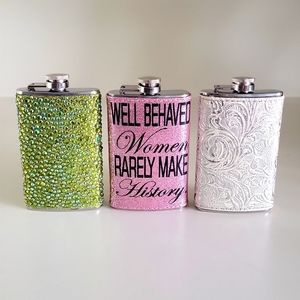 Flasks, travel size, pink/green/silver